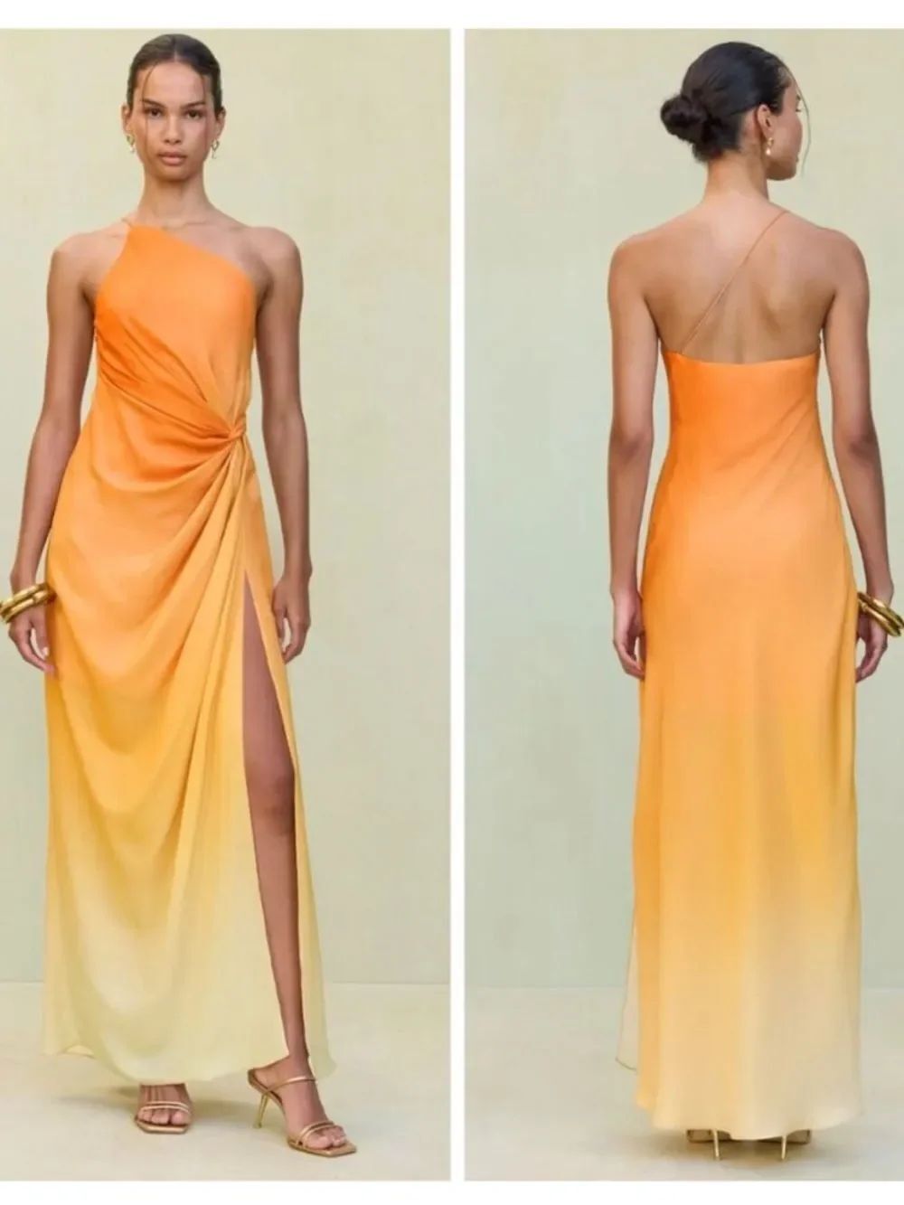CULT GAIA Valerie Ombre Orange One Shoulder Maxi Dress Size 2